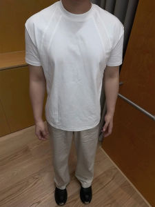 White Sorona Cool Sensation Ice Skin Short Sleeve Mens American Style 240g Heavyweight Small Collar Half Sleeve Boxy Shoulder T-shirt