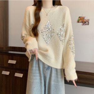 AIYITI | Lustrous Rhombic Oversized Knit Sweater