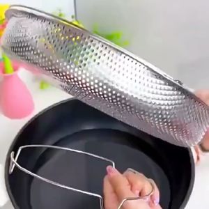 Saringan/Tirisan/Strainer Sayur/Vegetable/Buah/Fruit Multifungsi/Multifunction Stainless Baskom/Mangkok/Basin/Bowl With/Dengan Handle