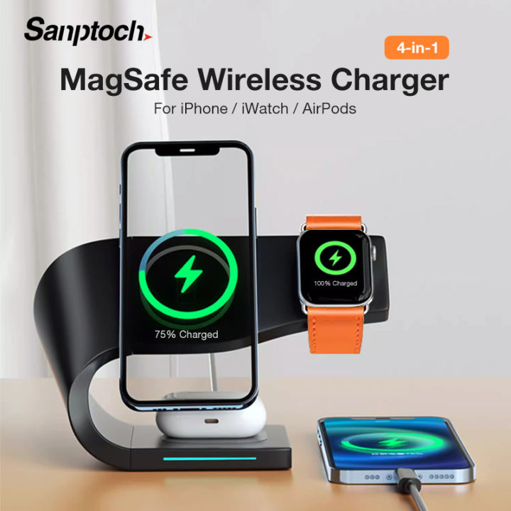 Sanptoch 4 in 1 Magnetic Wireless Charger Stand MagSafe 15W Qi