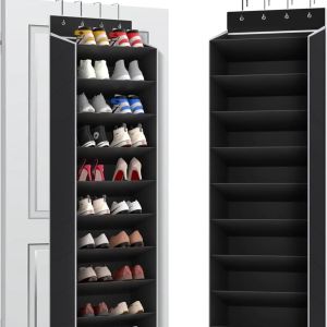 Over The Door Shoe Organizer 10 Tier Hanging Shoe Rack Holds 20-30 Pairs Space Saving Storage for Closet Bedroom Dorm