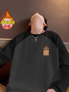 Áo Thun Nam American Deroen Splicing Dày Dặn Ấm Áp Mùa Thu Đông Phong Cách Mới Rộng Rãi Thoải Mái Chất Liệu Polyester