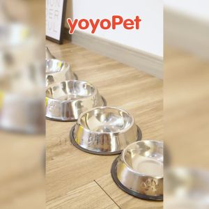 yoyopet :  Pet Stainless Bowl ชามอาหารสัตว์เลี้ยง ชามแสตนเลส ที่ให้น้ำ อาหารแมว สุนัข มีหลายขนาด สินค้าพร้อมส่ง