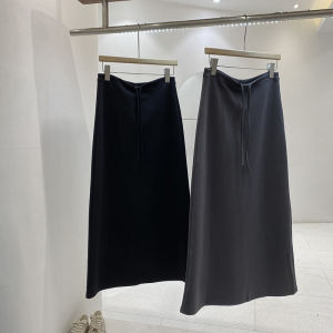 Elegant High Waist A-Line Midi Skirt Womens Style Cover Hip Slimming Versatile High Waist Mini Skirt Commute Pure Color Polyester Fiber