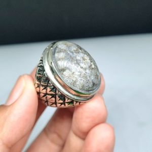cincin batu akik teratai hitam asli NATURAL