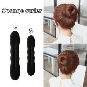 【♡Lovely girls house♡】Black Hair Net Hair Styling Bun Curler Maker Ring Magic Sponge Clip Foam Donut Twist Tool S/L Size