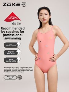 ZOKE | Soft Pink Embroidered Triangular One-piece Swimwear