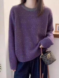 WANGGONGZHU | Princess Style Honey Bear Fleece Knitted Sweater Womens Loose Thickened Autumn Winter Fashion Design Solid Color Round Neck Long Sleeve
