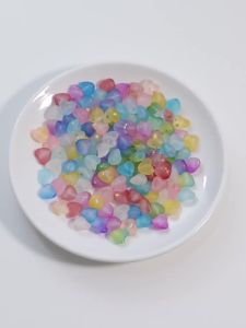 200pcs/lot Acrylic Heart Beads Gradient Gold Color Heart  Matte Loose Spacer Beads for Necklace Bracelet Pendant Jewelry Making