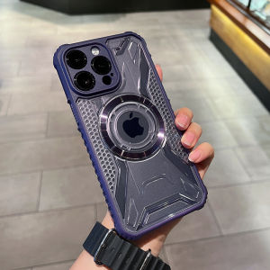 CrashStar MagSafe Anti-slip Side Cooling Transparent Armor Shockproof Phone Case For iPhone 15 14 Pro Max 13 12 11 Pro Max Wireless Charging Phone Casing Clear Hard Phone Cover With Full Cover Lens Camera Protection