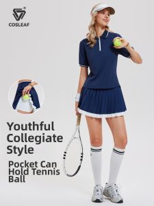 COSLEAF | Youthful College Style Tennis Outfit Breathable Polo Shirt Anti-exposure Pleated Skirt Sports Set