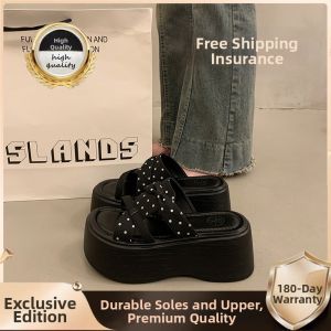 XUJIA | Thick Sole Height Increasing Polka Dot Slipper