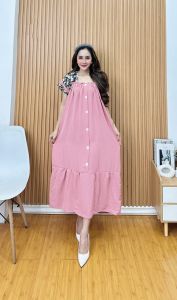 Baju Dress Daster Fuji Kombinasi Lengan Rayon Busui Wanita Motif BungaTerbaru