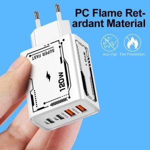 BATOK 120 WATT ADAPTOR CHARGER 4 PORT CHARGER USB+PD CHARGER UNIVERSAL 4IN1 LYK-892 120 WATT