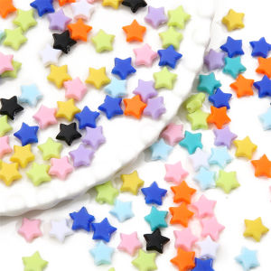 50/100Pcs 10Mm màu trơn Acrylic Sao Hạt Đầy Màu Sắc Ngôi Sao Năm Cánh Quyến Rũ Hạt Cho Bông Tai Vòng Đeo Tay đồ trang sức thủ công làm thủ công Làm