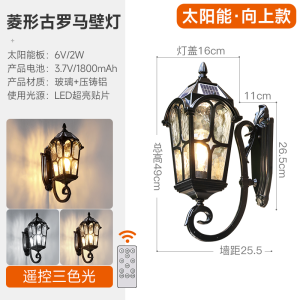 Outdoor Waterproof Wall Lamp European Style Villa Courtyard Light Column Outdoor Wall Mounted Lampshade Main Material Glass