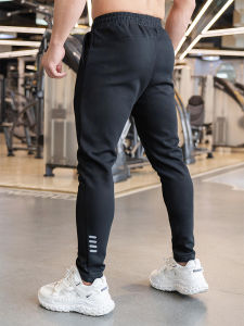 Mens Running Sports Long Trousers Fitness Casual Tightening Spring Autumn Training Pants Breathable Quick Dry Middle Waist