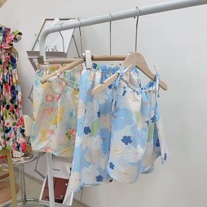 Sunday Kids OOTD Summer sleeveless Kids Terno Colorful Kids Casual Adjustable strap Blouse and shorts suits