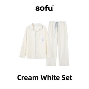 Autumn Suitable Cotton Sleepwear Set Long Sleeve Loose Style