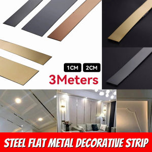1Roll 3M Stainless Steel Flat Metal Decorative Strip Ceiling Edge Strip Waist Line Tile Sticker