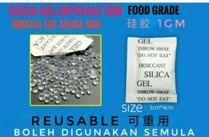Silica Gel/Desiccant/ Natural Mineral/ Reusable Crystal Silica Gel 干燥剂 Bahan Pengering 1gm x 15 Packs