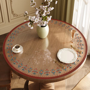 American Style round Table Mat Luxury Sensation Dining Table Cloth No-Wash Waterproof Oil-Proof Transparent Soft Glass Heat Resistant Tea Table Pad