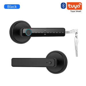 Tuya Handle Fingerprint Key Card Digital Smart Door Lock Keypad Key Entry Electronic Lock Home House 9 Languages Audio Playback