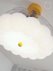 DGY | Hidden Ceiling Fan Light For Bedroom Children Room Cream Style Eye Protection