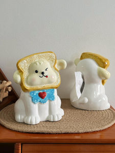 Cute Pet Dog Ceramic Tissue Box High Aesthetic Desktop Decoration New Home Gift Ceramic Decorative Items Cartoon Style Storage Organizer