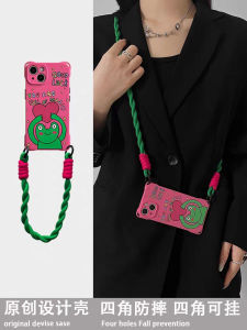 Fashionable Silicone Phone Case for  16Promax Crossbody Womens Model with Wrist Strap Pink 14 with Lanyard 13 Handheld 5Plus Cartoon 12