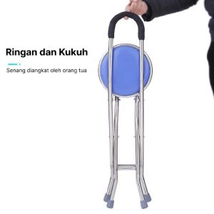 【COD】Crutch Chair Tongkat Kerusi Orang Tua Kerusi Tongkat Lipat Anti-Slip Walking Stick Foldable Stool 拐杖 手杖凳 凳子  Stick Seat Patient 2 in 1 Portable Light Weight StainlessStainless Steel 4 Legs Folding Cane with Seat Travel Lounge Chair