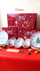 [EDISI NATAL] CLOTEE Hampers Mangkok Natal Keramik Motif Set Christmas / Gift Natal Premium Hampers Akhir Tahun Mangkok / Hadiah Peralatan Makan Edisi Christmas