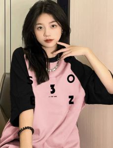 Retro American Cotton Short Sleeve T-Shirt Womens Loose Oversize Summer Top for Teenage Girls And Boys Casual Comfortable