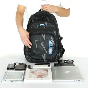 นักเรียนมัธยมต้นชั้นประถมศึกษาปีที่ 5-6 กระเป๋าเดินทาง เป้สีดำใบใหญ่ พร้อมส่ง