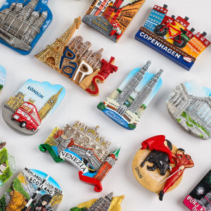 Travel Souvenir Magnets Creative 3D World Map Refrigerator Stickers Travel Postcards International Destinations Decorations
