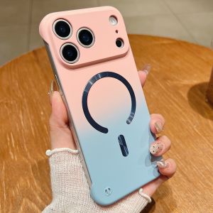 เคสโทรศัพท์แบบไร้ขอบไล่เฉดสี สำหรับ Magsafe รองรับการชาร์จไร้สาย สำหรับ iPhone 17 Pro Max 16 15 14 Plus 13 12  บางเฉียบ