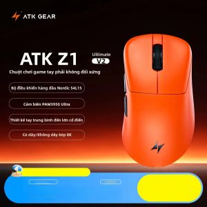 Chuột Chơi Game Không Dây ATK Z1V2 Ultimate Plus Dual 8K 50000DPI 850IPS 75G Ergonomic 0.181ms Dành Cho Tay Phải Cỡ Trung Bình-lớn