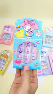 Kuku Palsu Nail Art Ukuran Anak-anak Kids Fake Nail Art Cartoon Isi 12 Pcs Karakter Kartun Lucu