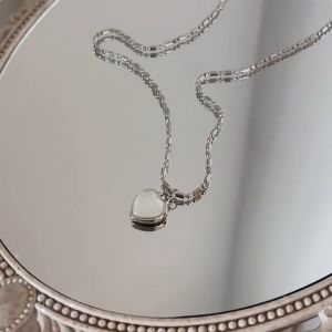 Real 925 sterling silver Necklace heart-shaped pendant Chain Fashion jewelry Gift silver