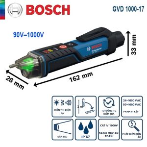 Bosch | Bút Dò Điện Áp Không Tiếp Xúc Bosch GVD 1000-17 Chỉ Báo Điện Áp 24V-1000V Thiết Bị Tìm Điểm Đứt Thông Minh Tích Hợp Đèn Pin Máy Kiểm Tra Điện Cầm Tay