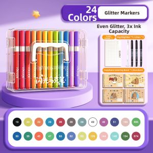 MINGZHUO | Childrens Safe Shimmer Watercolor Markers 60 Colors