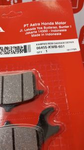Kanvas rem depan cakram padset brake Blade 110 KWB (2008 - 2011) Revo 110 FI (2014 - Sekarang) Supra X 125 FI New (2014 - Sekarang) original honda 06455KWB601