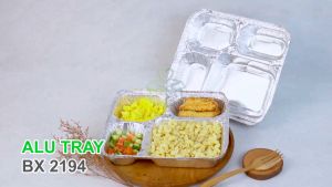 [ 10 PCS ] Alumunium Foil Tray Cup Bento Sekat 4 BX 2194 Catering Kotak Bekal Makanan Takeaway Wadah Makanan Kotak bento
