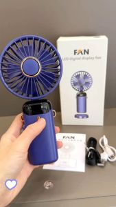 N15 strong wind mini handheld folding fan USB charging with LED display 5 speeds can be used as a mobile phone holder