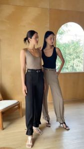 Taupe.brand - Muller Pants "กางเกงขากระบอก มีตีเกล็ดด้านหน้า มีดีไซน์ที่ปลายขากางเกง สามารถผูกได้มีเชือกแยกให้ เหมาะกับสาวไซส์ Mini "