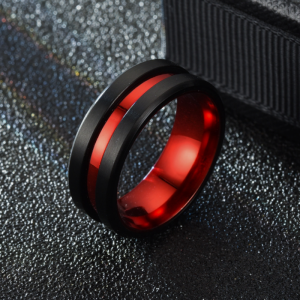 New Hot Selling Stainless Steel Autumn Men Elegant Red Black Ring For Men Jewelry Gifts Size 6-13