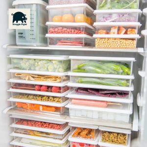Kitchen Refrigerator Sealed Storage Box with Compartments with Lid Plastic Crisper Microwave-heated Lunch Box Storage Box