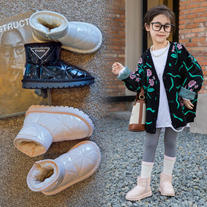 Giày Bốt Đi Tuyết Mùa Đông Cho Trẻ Em Đế Cao Su Chống Trượt Lót Lông Cừu Dày Chống Thấm Nước Cho Bé Trai Và Bé Gái