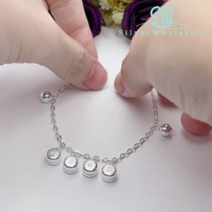 SilverWholesale #BB165 Original Silver 925 "“健康快乐 Bell Charm" Baby Bracelet Anklet (Gelang Kaki/Tangan untuk Baby)