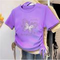 Baju kaos crop Butterfly anak perempuan import kece kerut serut umur 1-10 tahun. 